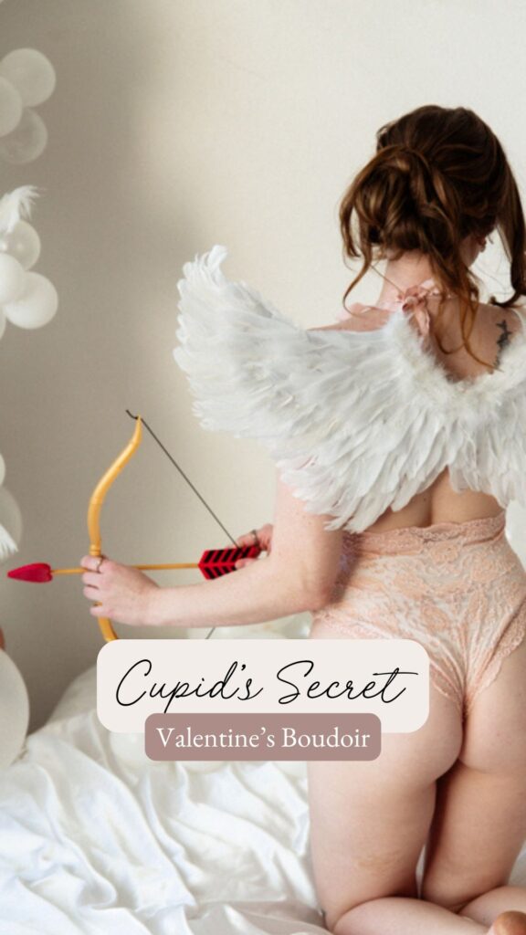 Boudoir image with cosplay angel wings