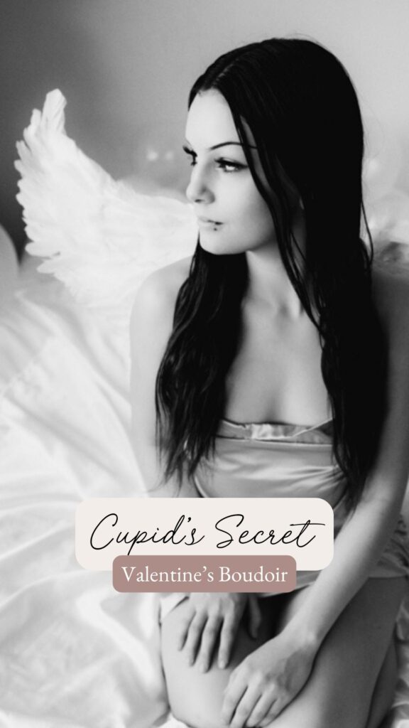 Boudoir image with cosplay angel wings